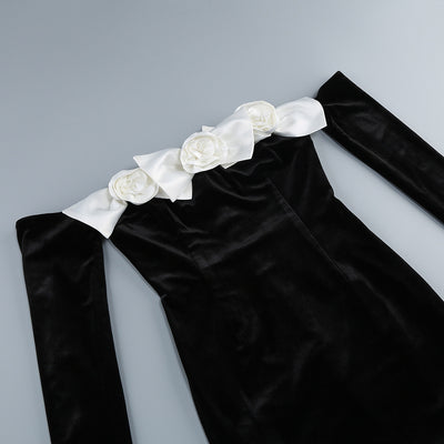 Vestido Largo de Terciopelo Negro con Cola Sirena - Image 12