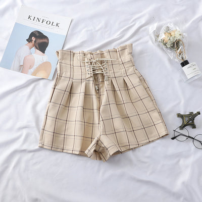 Shorts de Cintura Alta Tartán con Tirantes Floral - Image 14