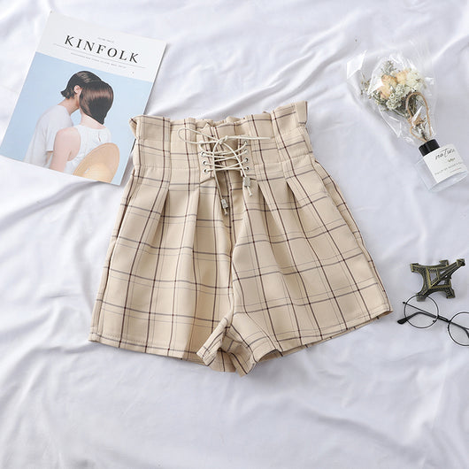 Shorts de Cintura Alta Tartán con Tirantes Floral - Image 14