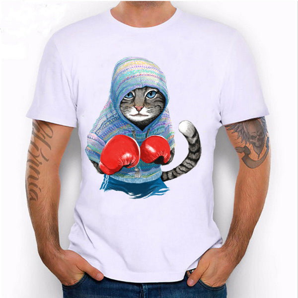 Playera Casual Gato Boxeador