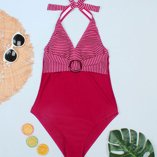 Traje de Baño Enterizo con Rayas, Diseño Sensual para Mujer - Image 3