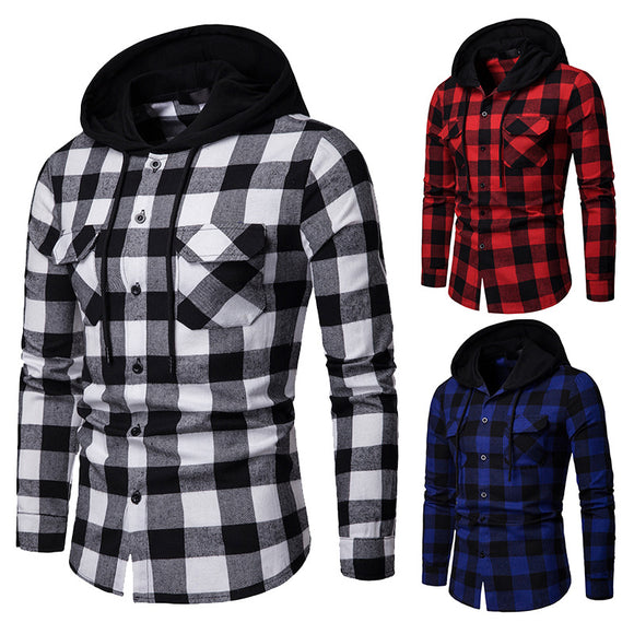 Sudadera Casual a Cuadros con Capucha y Mangas Largas para Primavera y Otoño