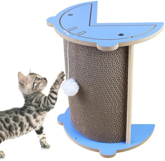Rascador de Esquina para Gatos - Tabla Cardboard Vertical con Pelota Colgante