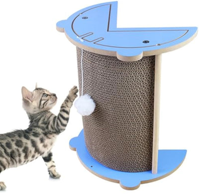 Rascador de Esquina para Gatos - Tabla Cardboard Vertical con Pelota Colgante