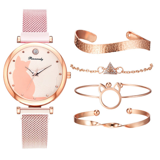 Juego de Reloj y Pulsera con Diseño de Gato para Mujer - Image 15