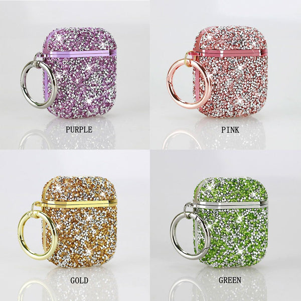 Estuche de Auriculares Bluetooth de Lujo con Incrustaciones de Diamantes