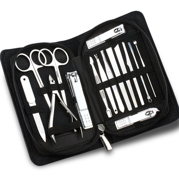 Juego de 15 Herramientas de Pedicura en Acero Inoxidable Profesional