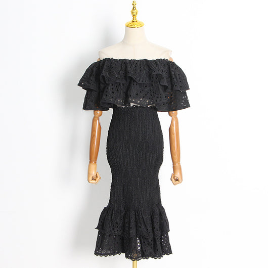 Conjunto Elegante: Blusa Volantes Irregular y Falda Fishtail Cintura Alta - Image 13