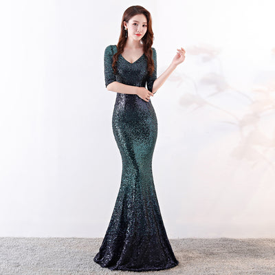 Vestido Ajustado Cola de Pez con Lentejuelas - Image 66