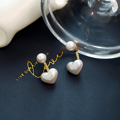 Aretes Elegantes de Perla y Corazón