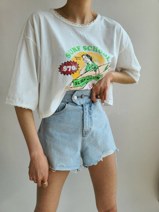 Shorts de Mezclilla Desgastados con Dos Botones - Image 4