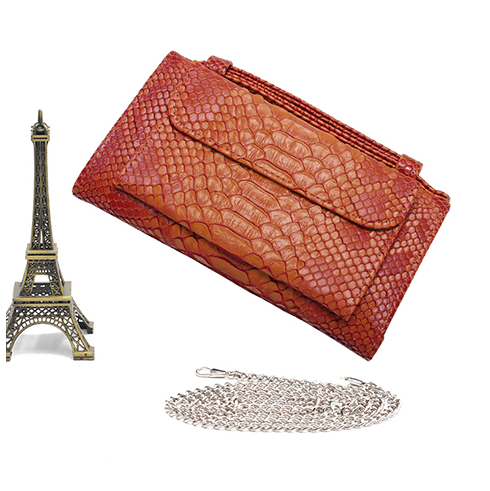 Cartera Clutch con Patrón Serpiente y Cadena Desmontable - Image 5