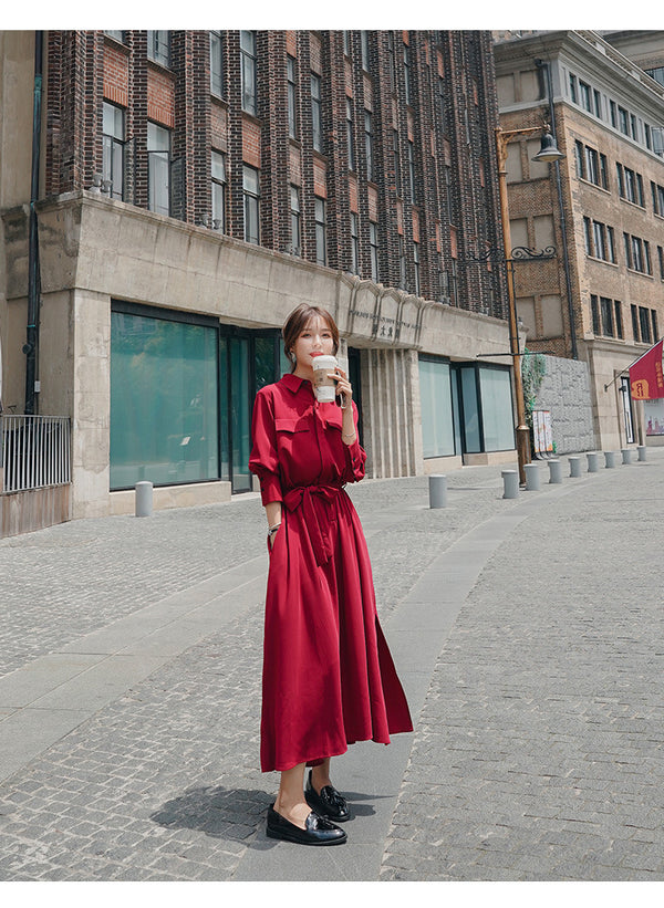 Vestido Camisero con Cintura Marcada