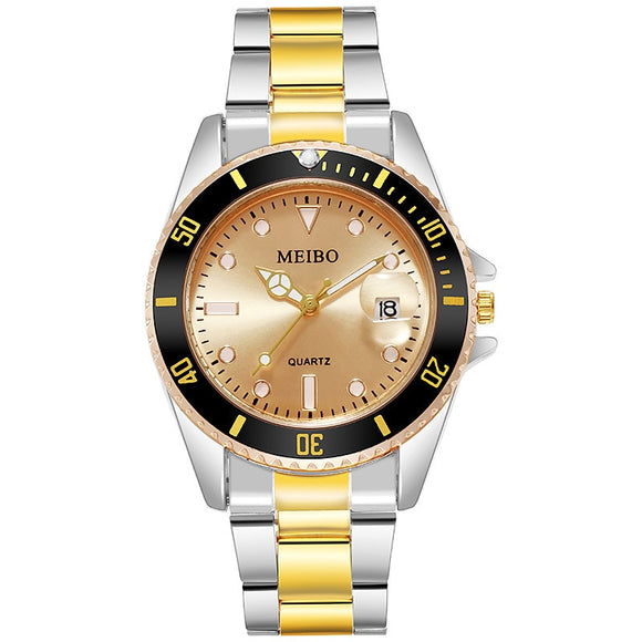 Reloj de Negocios Elegante con Calendario y Correa de Aleación