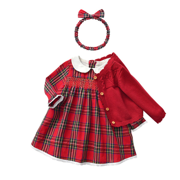 Vestido a Cuadros Rojo para Niña - Colección Otoño