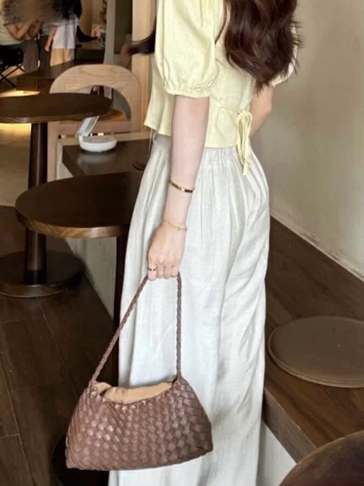 Bolso Tejido de Cuero Auténtico para Mujer - Bandolera Minimalista - Image 22
