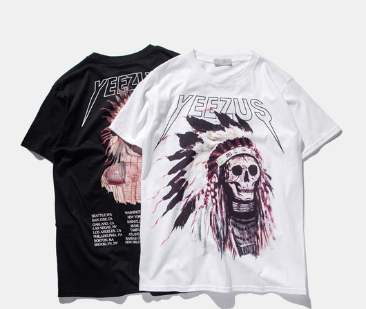 Camiseta de Algodón Puro con Diseño Calavera Religiosa Unisex