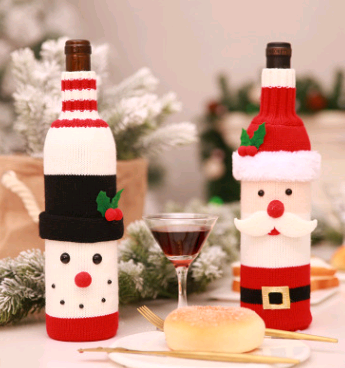 Juego de Botellas Decorativas Navideñas para Vino y Champagne