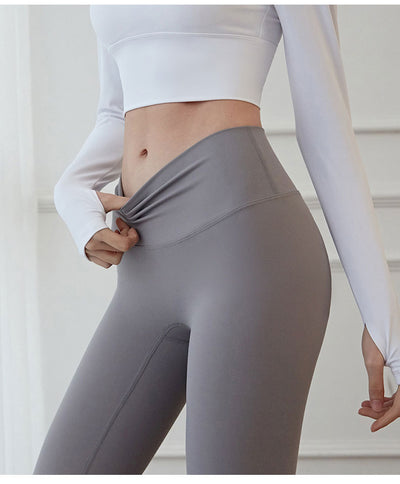 Pantalones deportivos de cintura alta sin costuras laterales - Image 9