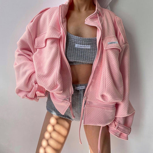 Chaqueta Suelta con Cierre de Cremallera - Diseño Moderno y Versátil - Image 2