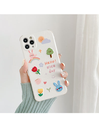 Funda para iPhone con Diseño Bordado de Osito y Conejito - Image 10