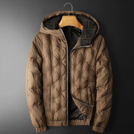 Chaqueta Acolchada con Capucha Bordada para Hombre Talla Grande - Image 7