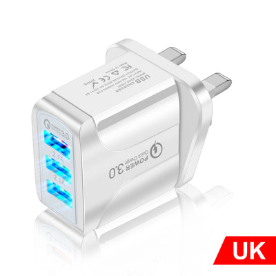 Cargador Rápido Triple USB con LED Azul - Image 8