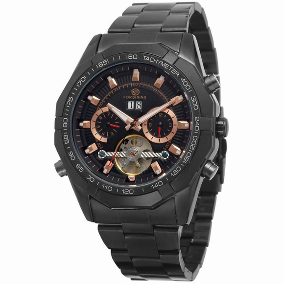 Reloj Mecánico Automático Tourbillon Acero Inoxidable Fondo Transparente Sumergible