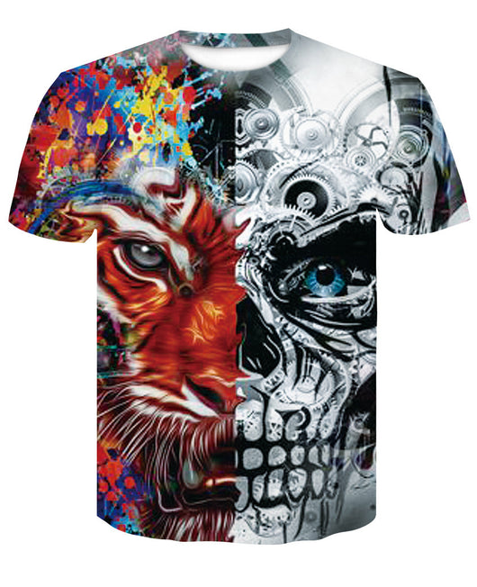 Playera Hombre Calavera Póker 3D - Cuello Redondo Manga Corta Verano Casual - Image 14