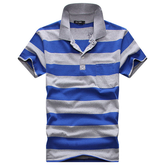 Camiseta Hombre Cuello Rayado Manga Corta con Bolsillo Real - Image 19