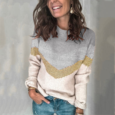 Suéter de cuello redondo con mangas raglán patchwork - Image 17