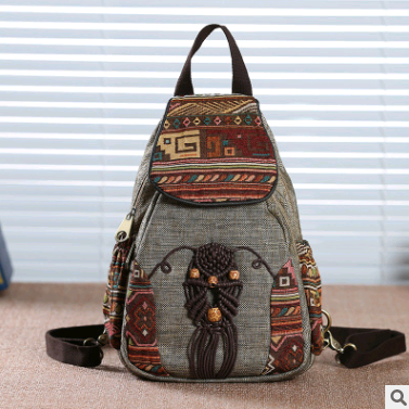 Mochila de Lona Retro Estilo Chino - Bolso de Hombro Compacto para Viajes - Image 2
