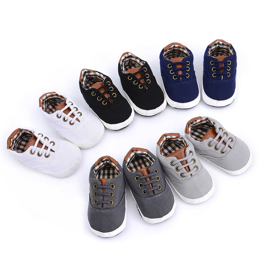 Zapatos de Lona Suave para Bebé - Diseño Casual con Encaje de Color Sólido - Image 4