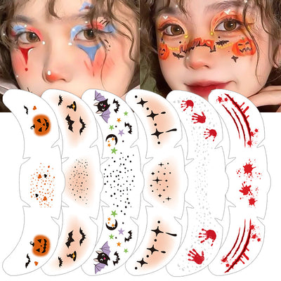 Tatuajes Temporales para la Cara a Prueba de Agua – Pegatinas de Tatuaje Falso para Halloween - Image 2