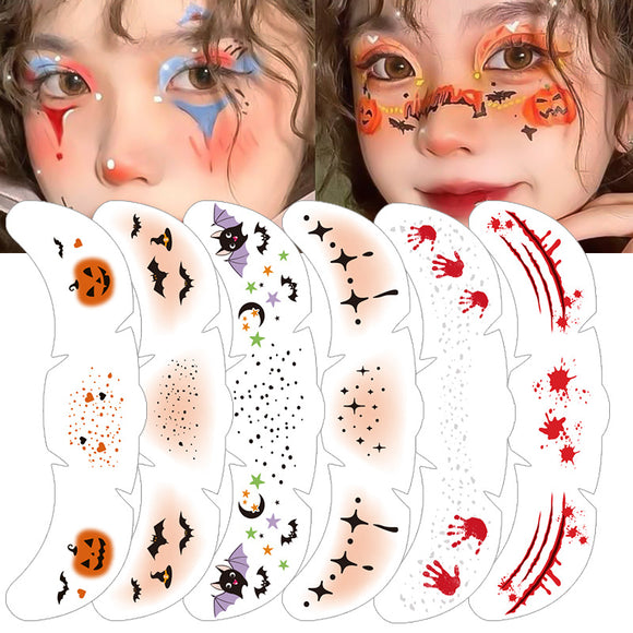 Tatuajes Temporales para la Cara a Prueba de Agua – Pegatinas de Tatuaje Falso para Halloween