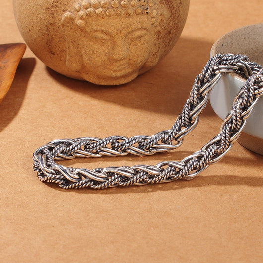 Collar de Plata 925 con Cuerda de Cáñamo Tejida a Mano para Hombre - Image 5
