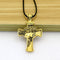 Christian Crown Of Thorns Vintage Cross Necklace Pendant Vintage Dorado Leather chain