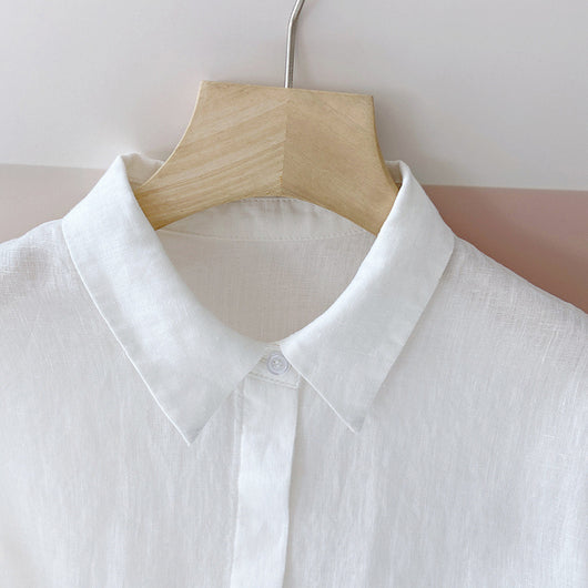 Camisa de Lino Azul Suelta - Comodidad Natural - Image 62