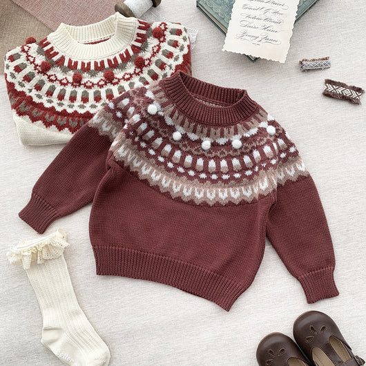 Suéter Navideño Infantil con Contraste de Colores y Diseño Jacquard - Image 3