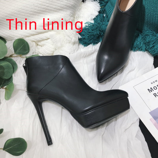 Botas de Cuero Tacón Stiletto Plataforma para Otoño e Invierno - Image 14