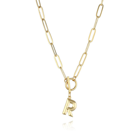 Collar de Letra Chapado en Oro Real Estilo Hip Hop - Image 55