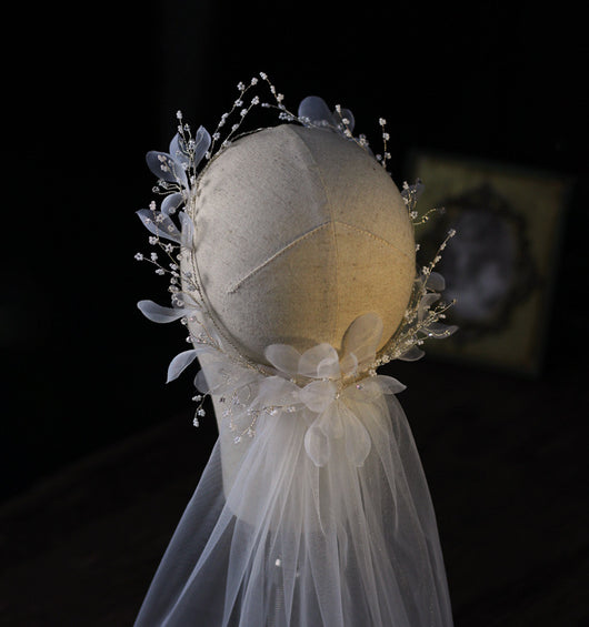 Velo de novia con corona de flores - Accesorios para vestido de boda - Image 5