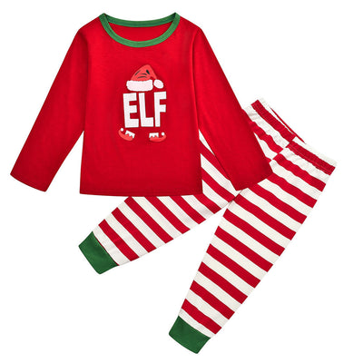 Green and white striped long-sleeve pajama set with "WHAT THE ELF?" graphic for family matching. - Image 4