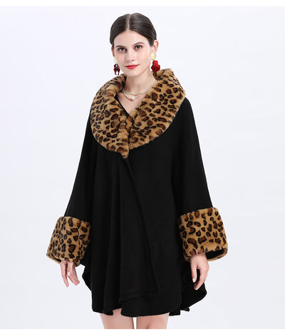 Capa Suelta Elegante con Cuello de Piel de Zorro para Mujer Talla Grande - Image 15