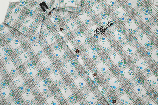 Camisa Suelta Estampado Floral y Cuadros para Hombre - Image 7