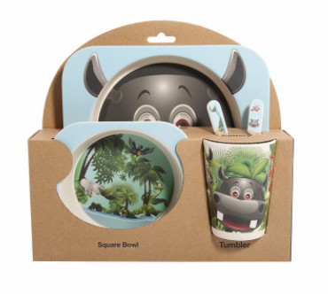 Juego de Vajilla Infantil 5 Piezas - Platos y Vasos de Fibra de Bambú Natural para Bebés - Image 11