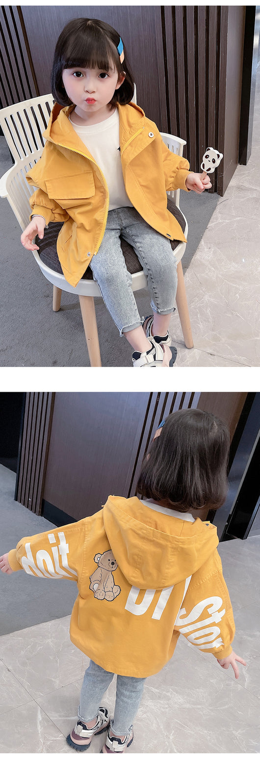 Chaqueta Cortavientos con Capucha para Niñas - Primavera y Otoño - Image 8