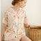 Pijama Curto Floral para Casa - Conjunto de Blusa e Shorts