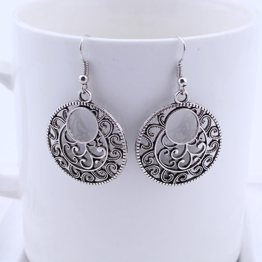Aretes de Plata Tibetana Calados Estilo Étnico - Image 11