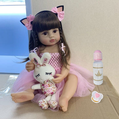 Muñeca Reborn Bebé Princesa Rosa 55cm Cuerpo Completo Silicona - Image 6